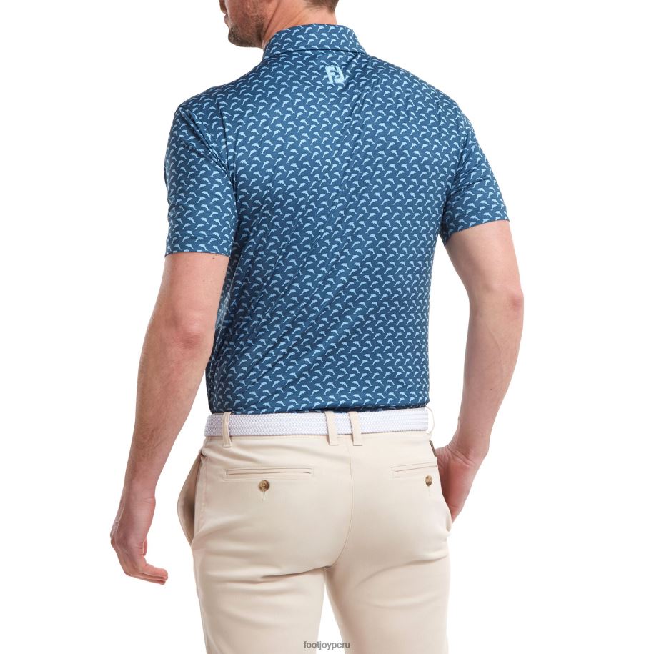 azul-azul oscuro Footjoy azul atardecer azul saltando delfines imprimir lisle 8V040900