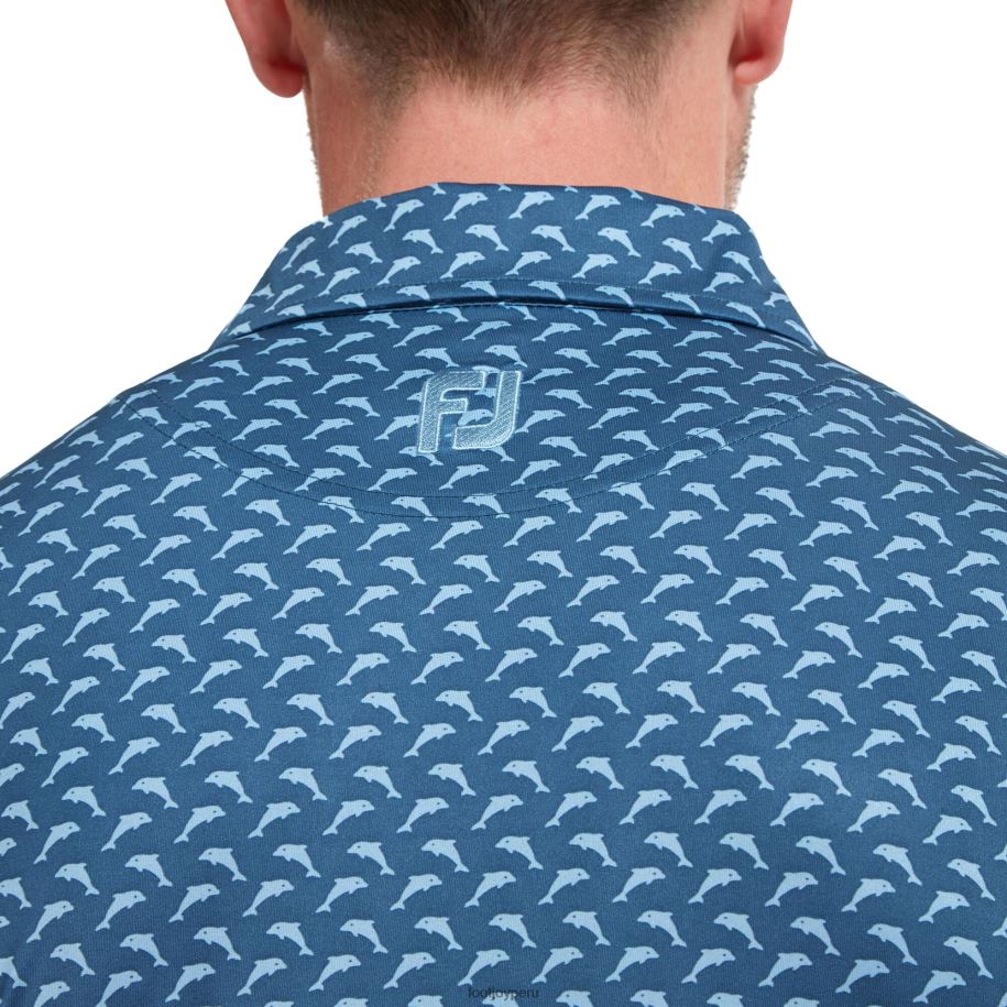 azul-azul oscuro Footjoy azul atardecer azul saltando delfines imprimir lisle 8V040900
