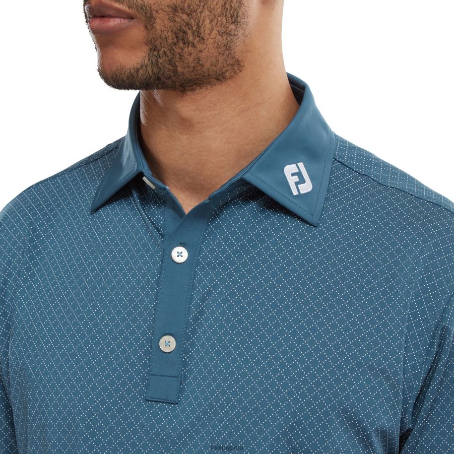 azul blanco Footjoy lisle con estampado de puntos de diamantes en azul y blanco 8V040110