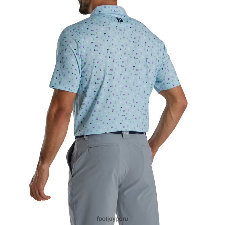azul claro Footjoy cuello de lisle con estampado de transfusión azul claro 8V0401777