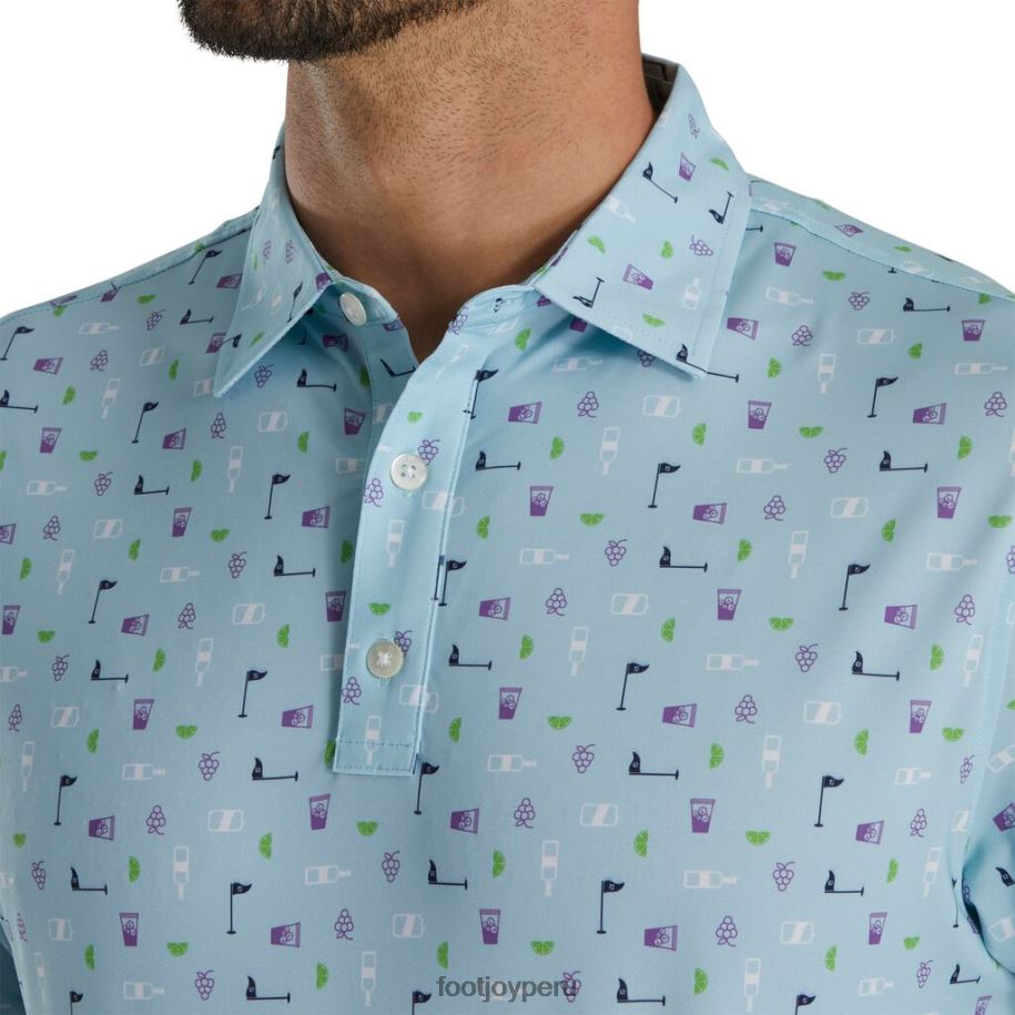azul claro Footjoy cuello de lisle con estampado de transfusión azul claro 8V0401777