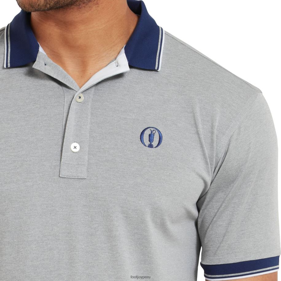 azul jaspeado plateado Footjoy polo azul plateado con abertura y ribete 8V040164