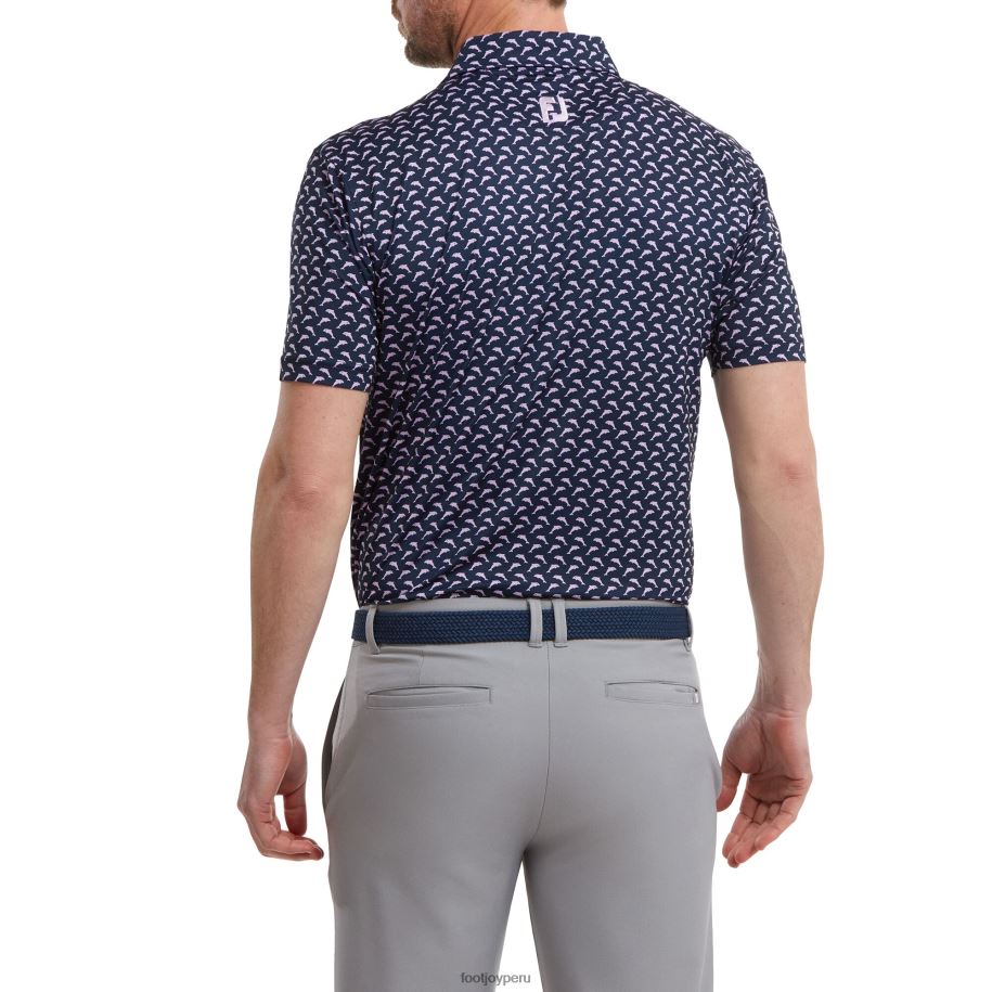azul marino-violeta Footjoy estampado lisle delfines saltando azul marino-violeta 8V04089