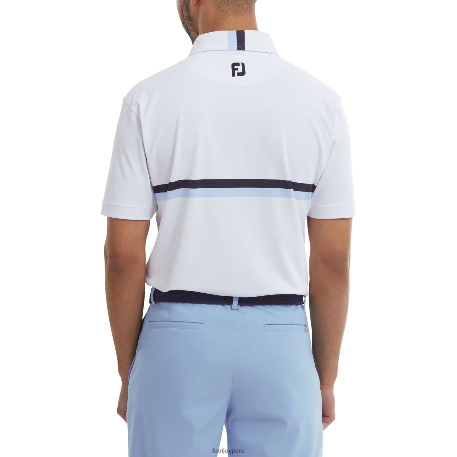 blanco-azul-marino Footjoy doble banda pectoral piqué blanco-azul marino 8V040955