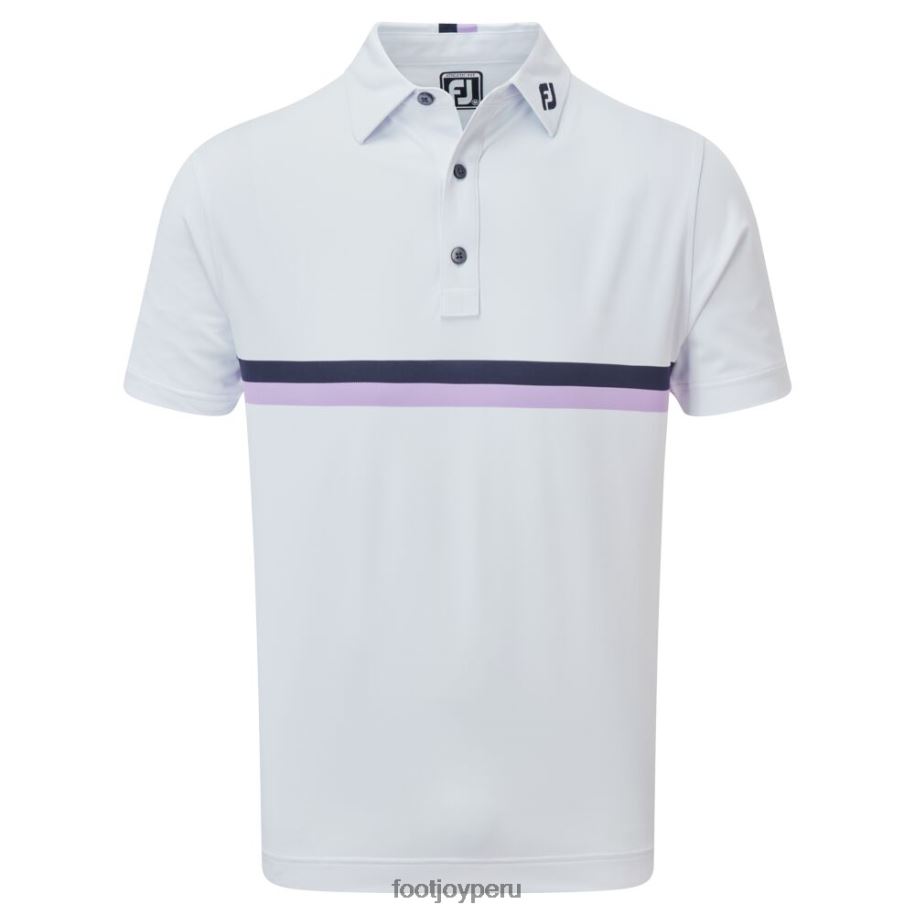 blanco-marino-lavanda Footjoy Piqué con doble banda en el pecho blanco-azul marino-lavanda 8V040917