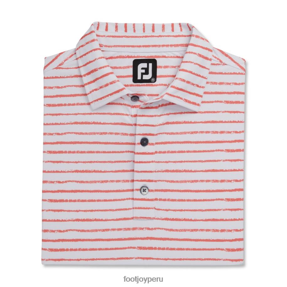 coral blanco Footjoy Cuello del mismo tejido de piqué elástico con estampado de líneas de tiza en blanco y coral 8V0401822