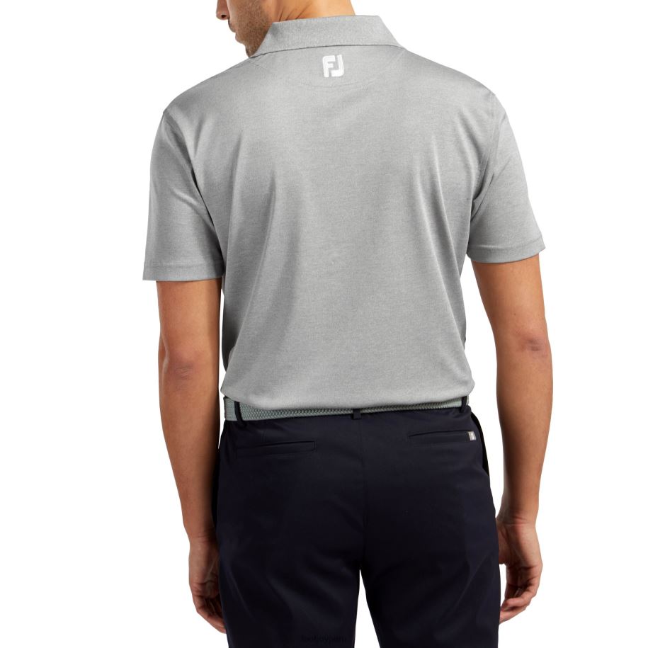 cuero gris Footjoy piqué elástico cuello de punto acanalado liso gris jaspeado 8V040970