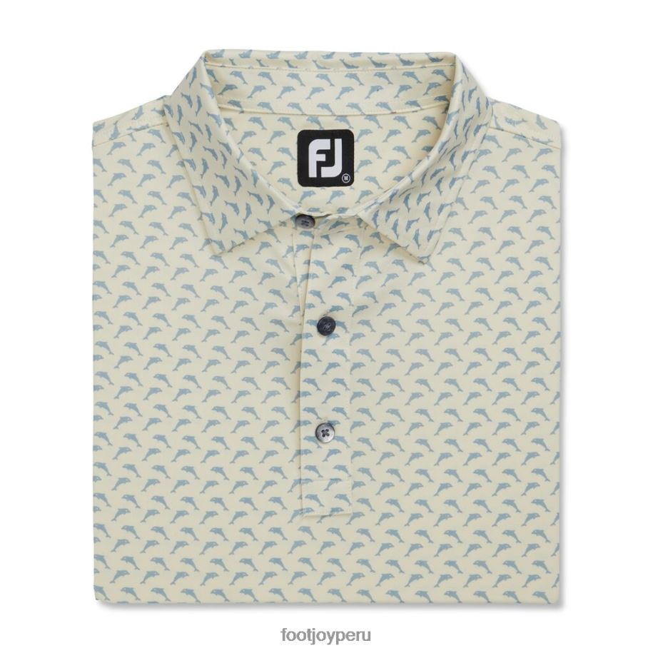 gris limonada-tórtola Footjoy ajuste atlético estampado de delfines saltando de Lisle cuello del mismo color gris paloma limonada 8V0401793