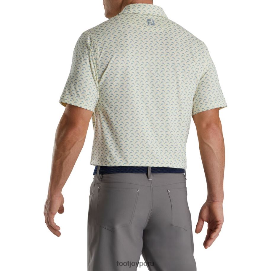 gris limonada-tórtola Footjoy ajuste atlético estampado de delfines saltando de Lisle cuello del mismo color gris paloma limonada 8V0401793