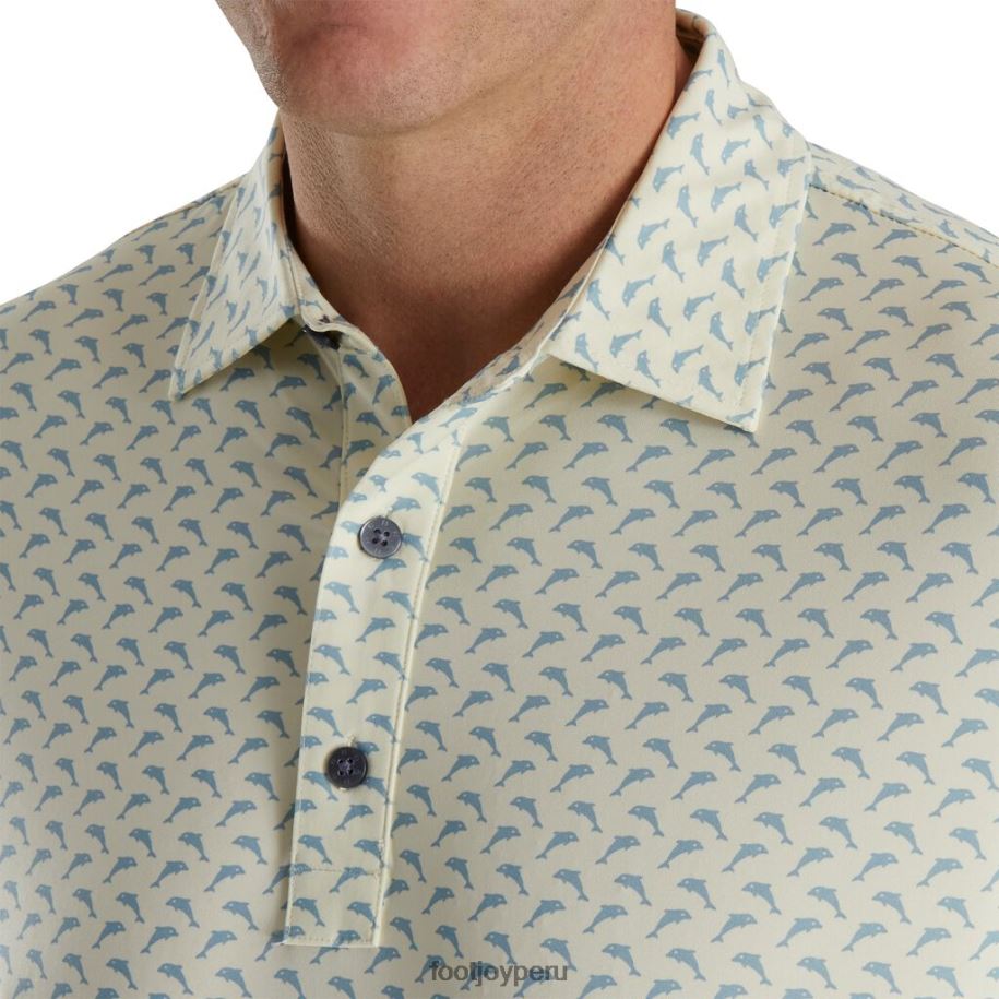 gris limonada-tórtola Footjoy ajuste atlético estampado de delfines saltando de Lisle cuello del mismo color gris paloma limonada 8V0401793
