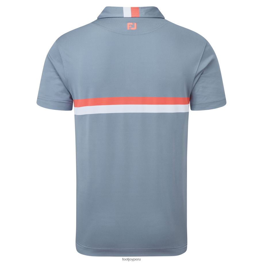 gris-naranja-blanco Footjoy Piqué con doble banda en el pecho gris-naranja-blanco 8V040104