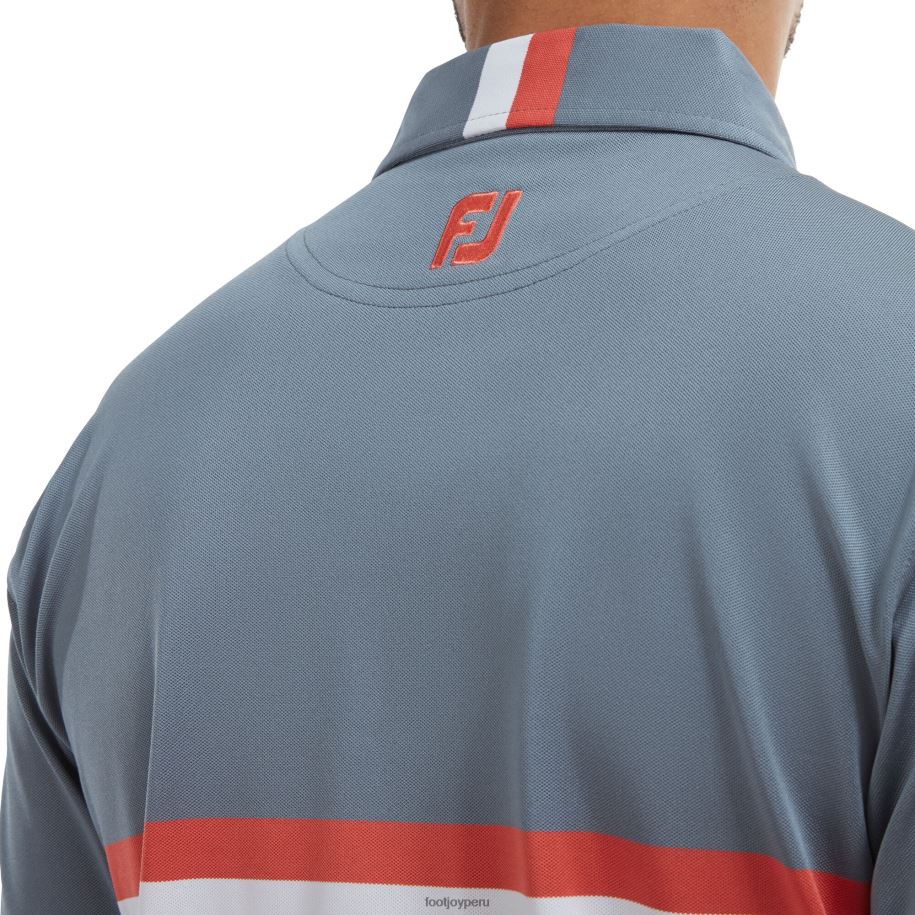 gris-naranja-blanco Footjoy Piqué con doble banda en el pecho gris-naranja-blanco 8V040104