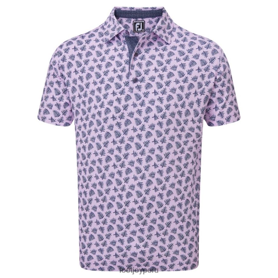 lavanda-azul marino Footjoy piqué con estampado de palmeras sombra azul marino lavanda 8V04092