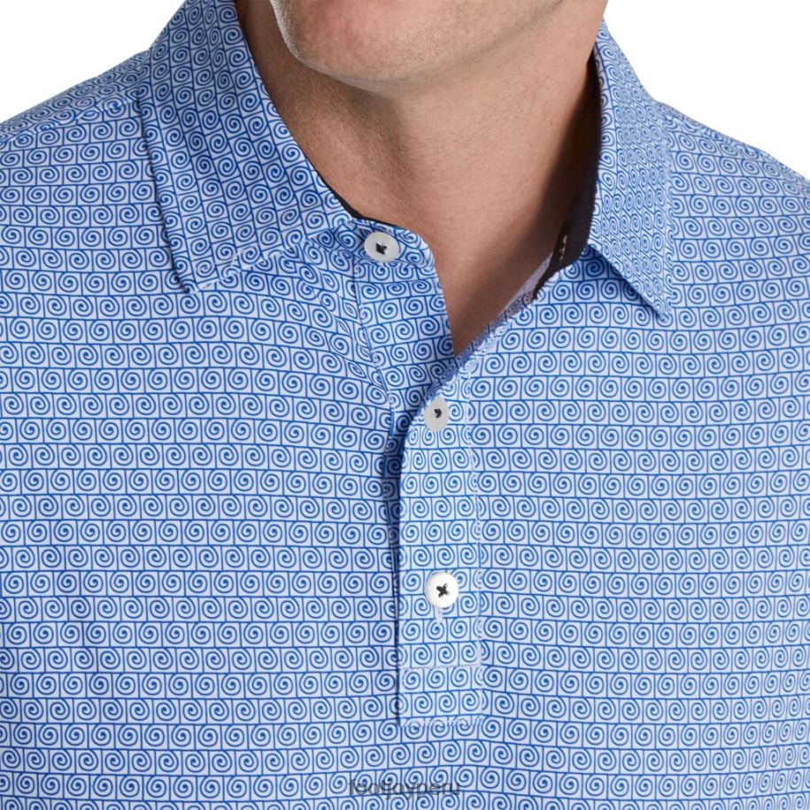 océano blanco Footjoy collar de lisle con estampado de líneas en espiral y océano blanco 8V0401770