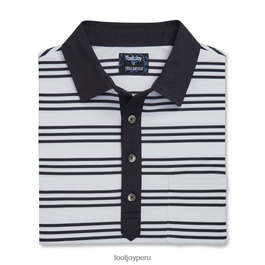 raya blanca-azul marino Footjoy polo de piqué a rayas blanco-azul marino 8V0402685