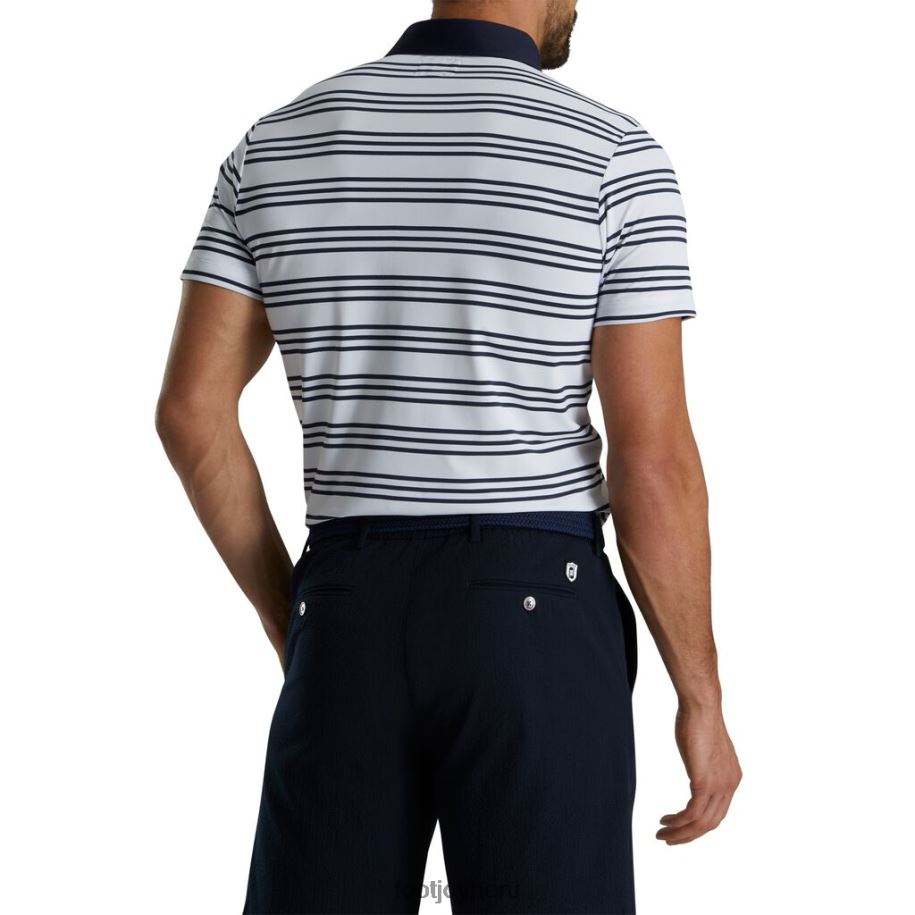 raya blanca-azul marino Footjoy polo de piqué a rayas blanco-azul marino 8V0402685