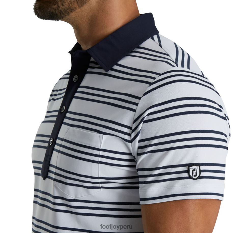 raya blanca-azul marino Footjoy polo de piqué a rayas blanco-azul marino 8V0402685