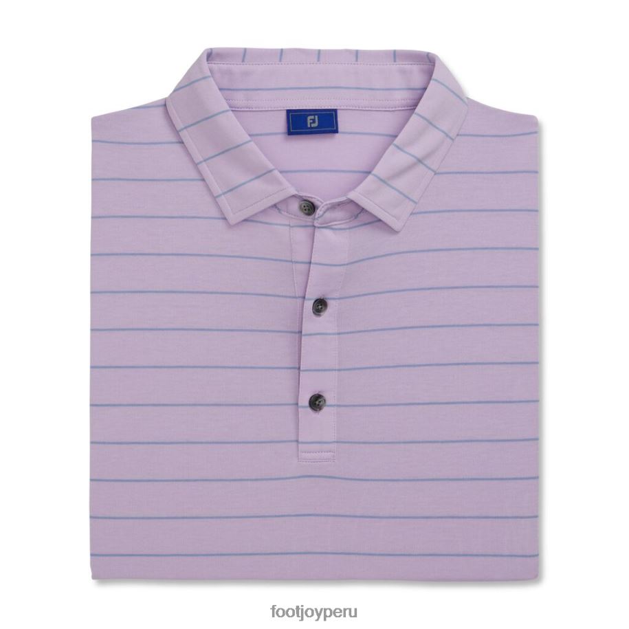 roca de río de color púrpura pálido Footjoy Ajuste atlético Jersey con rayas abiertas Cuello del mismo color Púrpura pálido-River Rock 8V0401892