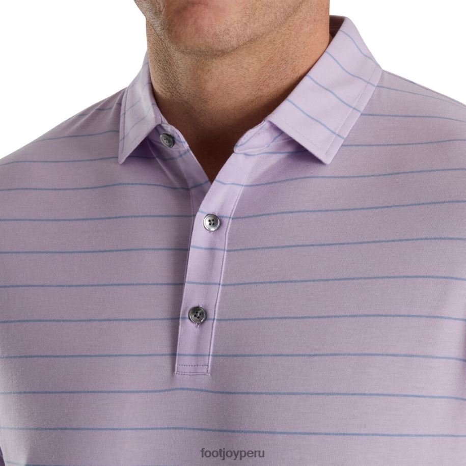 roca de río de color púrpura pálido Footjoy Ajuste atlético Jersey con rayas abiertas Cuello del mismo color Púrpura pálido-River Rock 8V0401892