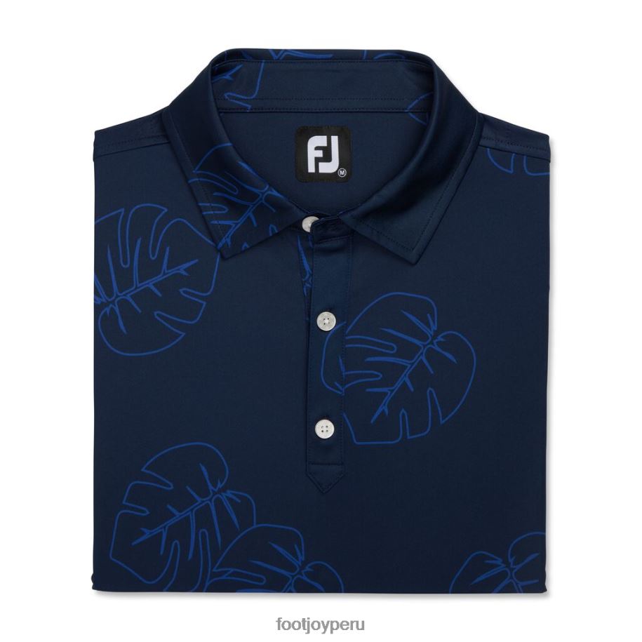 tono azul marino Footjoy Cuello liso con estampado de hojas de la selva en tono azul marino 8V0402672