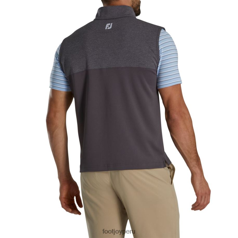 carbón Footjoy Chaleco con media cremallera y canesú jaspeado en color carbón - cuello fj tour 8V0402046
