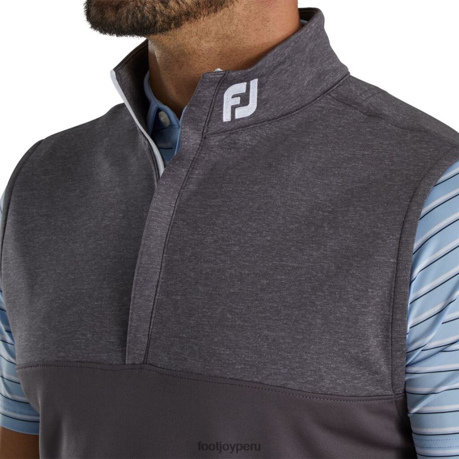 carbón Footjoy Chaleco con media cremallera y canesú jaspeado en color carbón - cuello fj tour 8V0402046