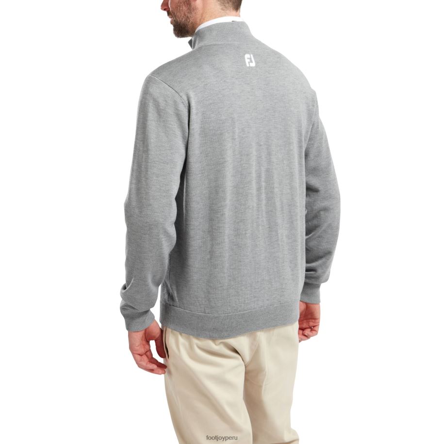 cuero gris Footjoy Jersey de mezcla de lana con 1-2 cremalleras y forro gris jaspeado 8V040280