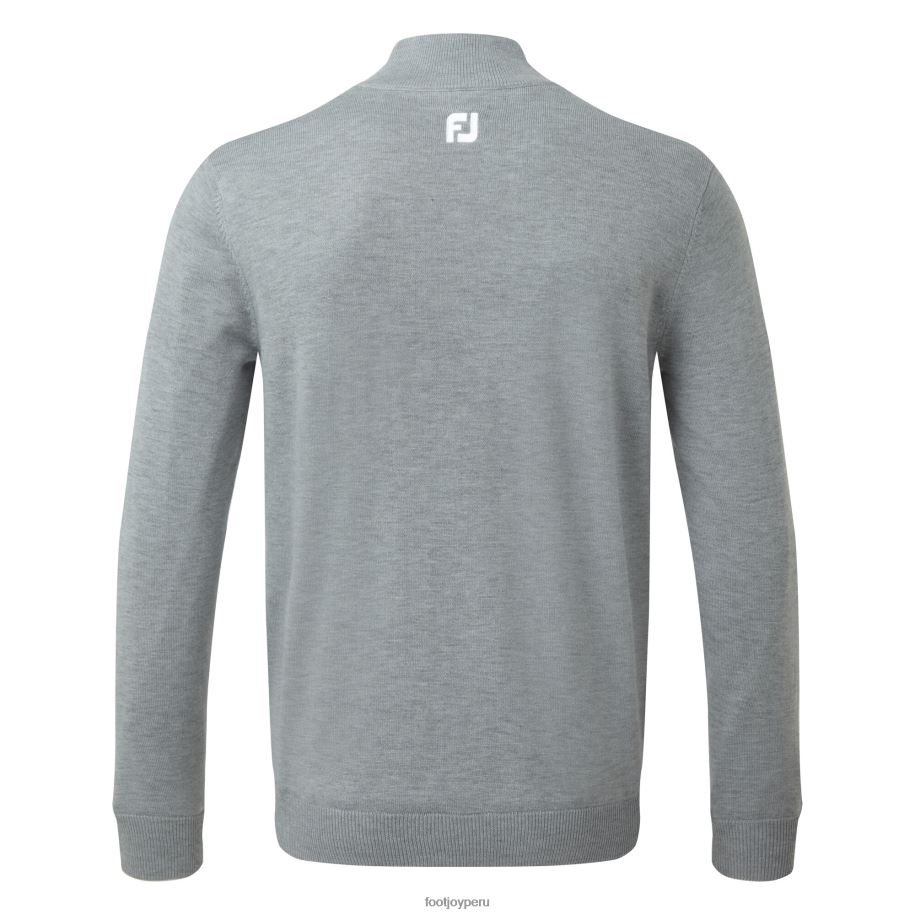 cuero gris Footjoy Jersey de mezcla de lana con 1-2 cremalleras y forro gris jaspeado 8V040280