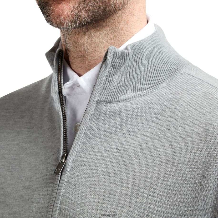 cuero gris Footjoy Jersey de mezcla de lana con 1-2 cremalleras y forro gris jaspeado 8V040280