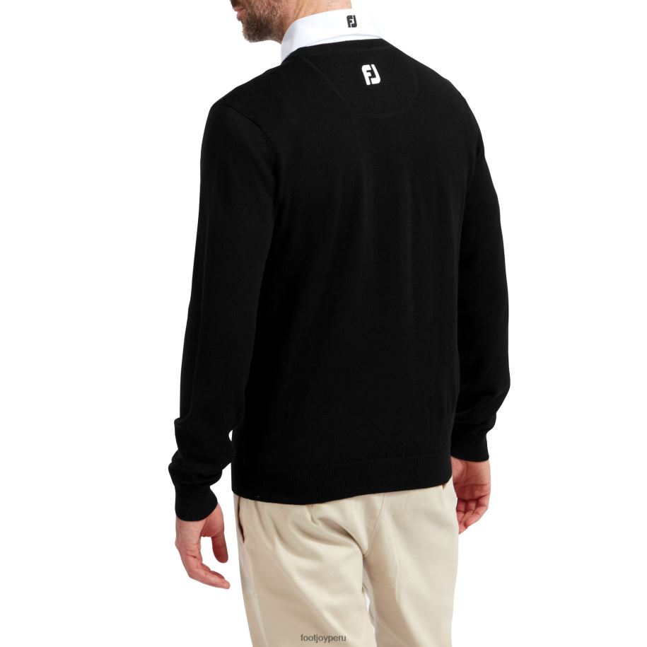 negro Footjoy Jersey negro con cuello en V de mezcla de lana para hombre 8V0401086