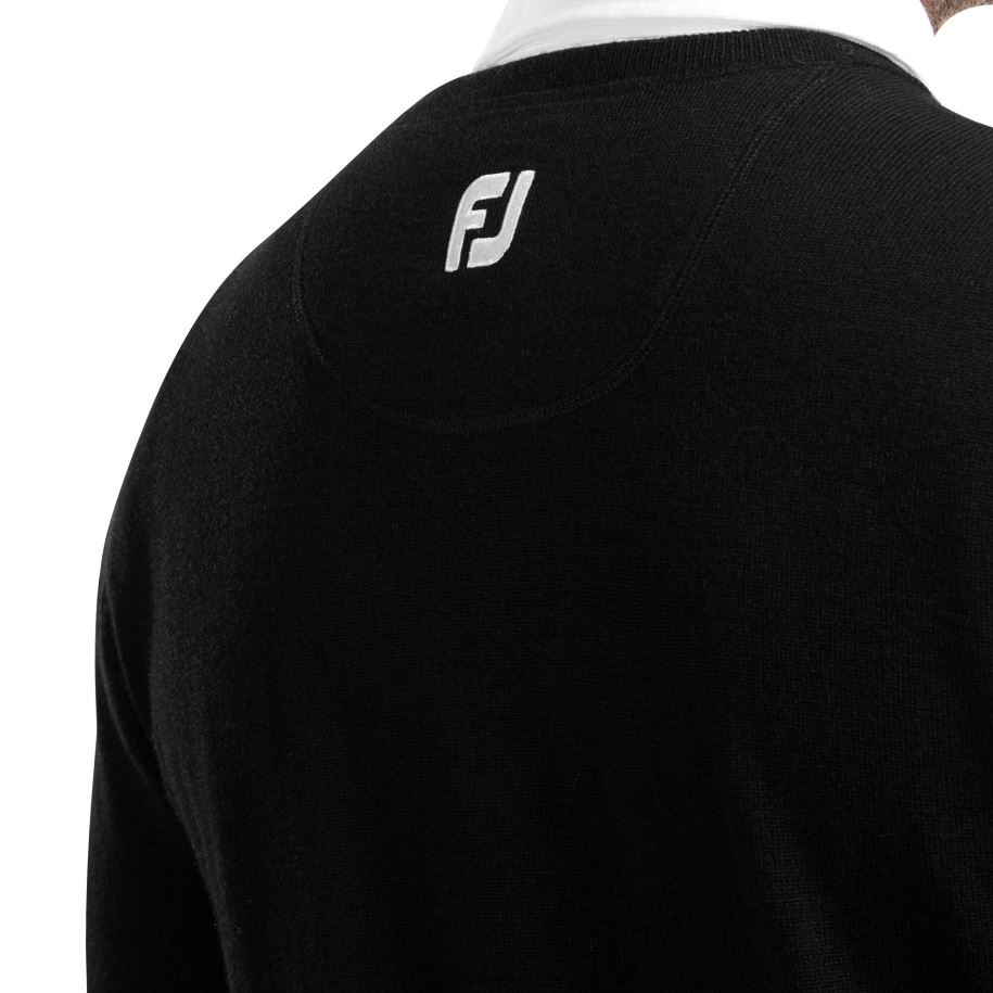negro Footjoy Jersey negro con cuello en V de mezcla de lana para hombre 8V0401086