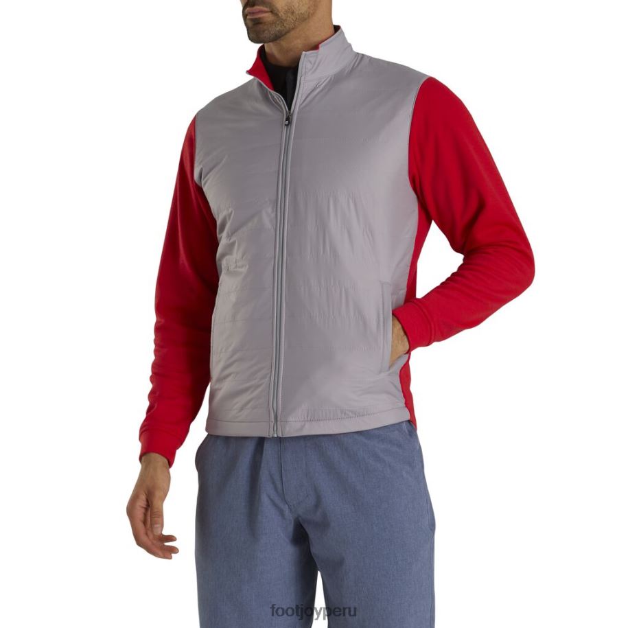 gris-rojo Footjoy chaqueta híbrida gris-roja con cremallera completa 8V0402776