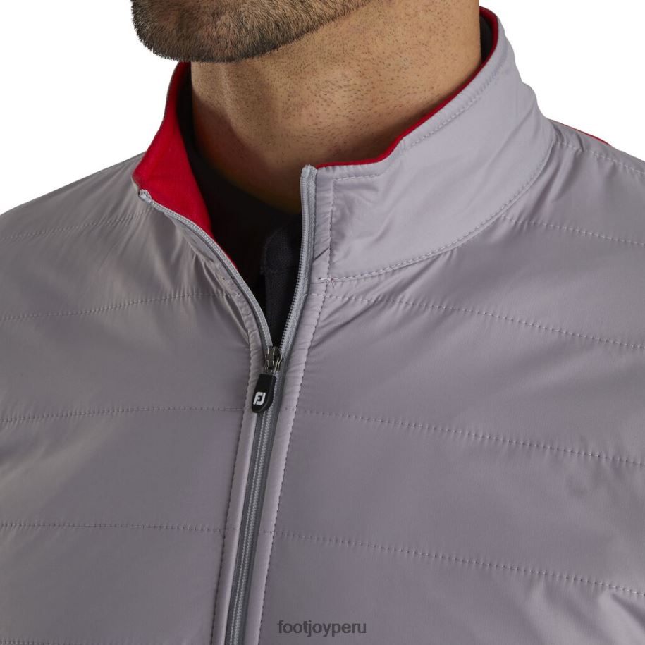 gris-rojo Footjoy chaqueta híbrida gris-roja con cremallera completa 8V0402776