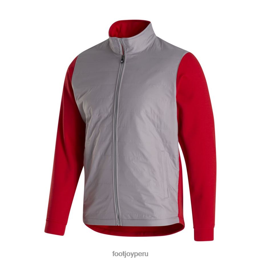 gris-rojo Footjoy chaqueta híbrida gris-roja con cremallera completa 8V0402776