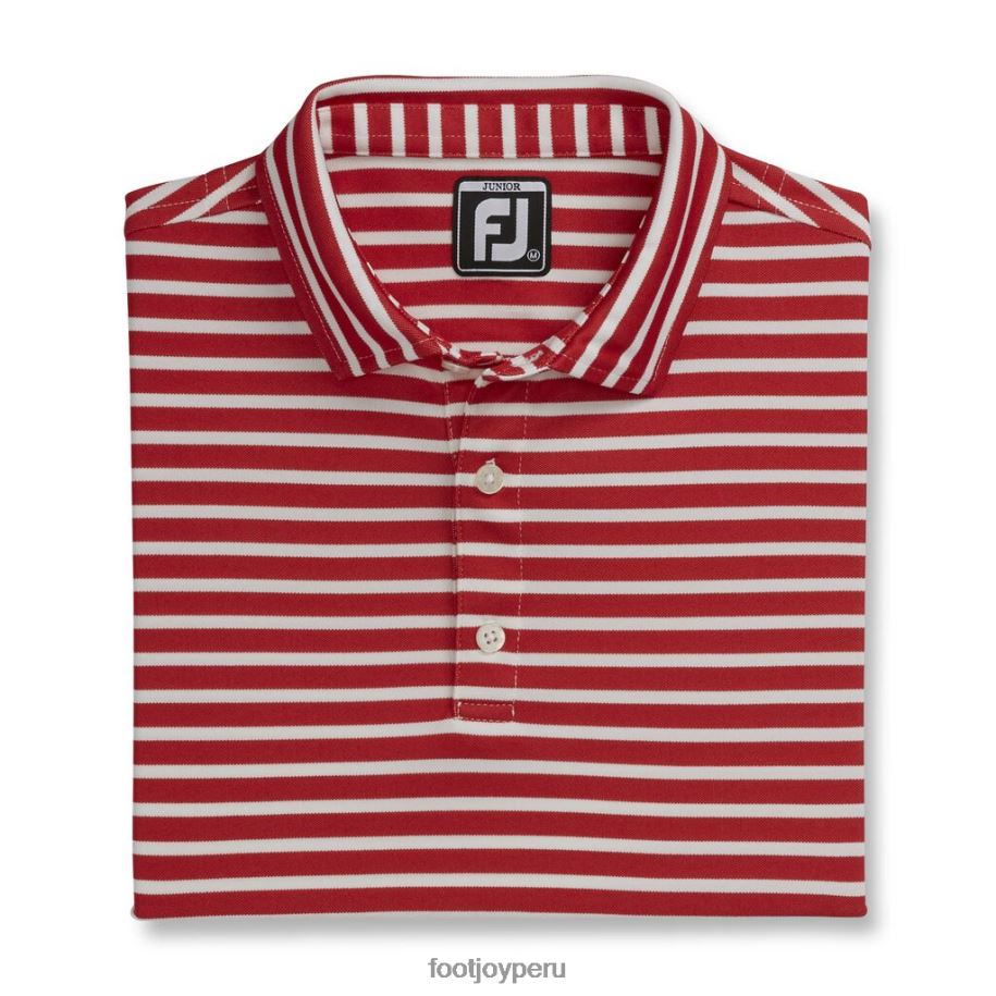 rojo blanco Footjoy cuello del mismo tejido de piqué a rayas rojo-blanco junior 8V0402220