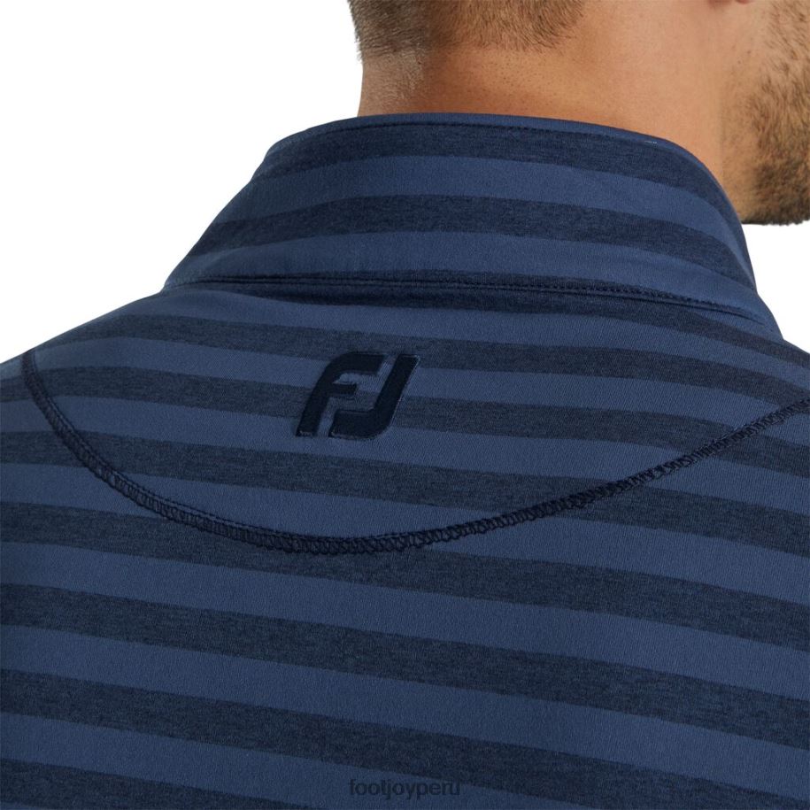 Armada Footjoy Jersey melocotón con rayas tonales y cremallera de un cuarto, estilo de temporada anterior, azul marino 8V0402892