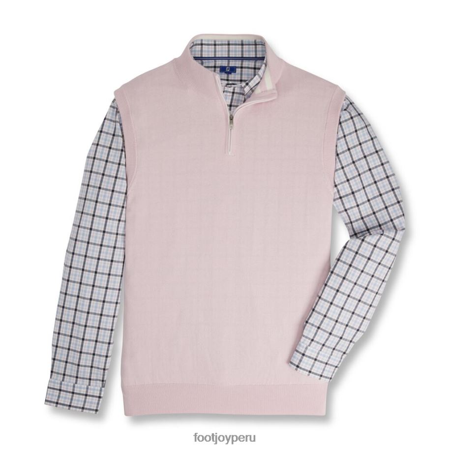Rosa claro Footjoy Chaleco tipo suéter con cremallera de un cuarto, estilo de temporada anterior, rosa claro 8V0402326