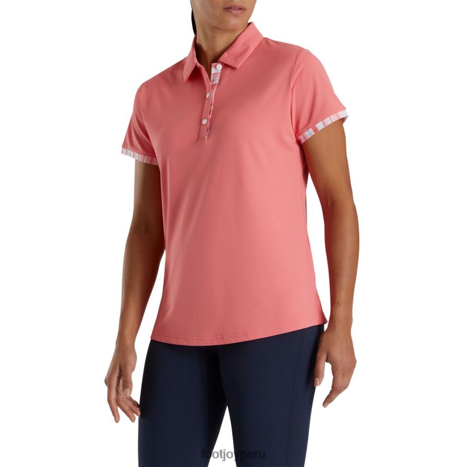 coral brillante Footjoy Manga corta ribete acuarela mujer-estilo temporada anterior coral brillante 8V0402995