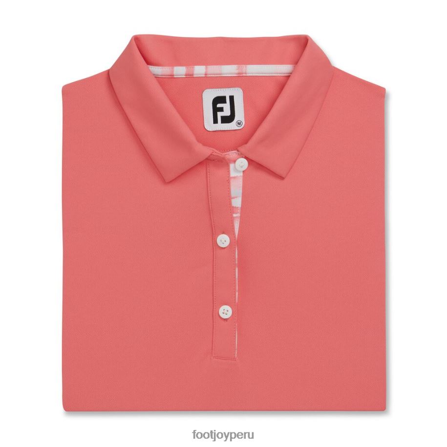 coral brillante Footjoy Manga corta ribete acuarela mujer-estilo temporada anterior coral brillante 8V0402995