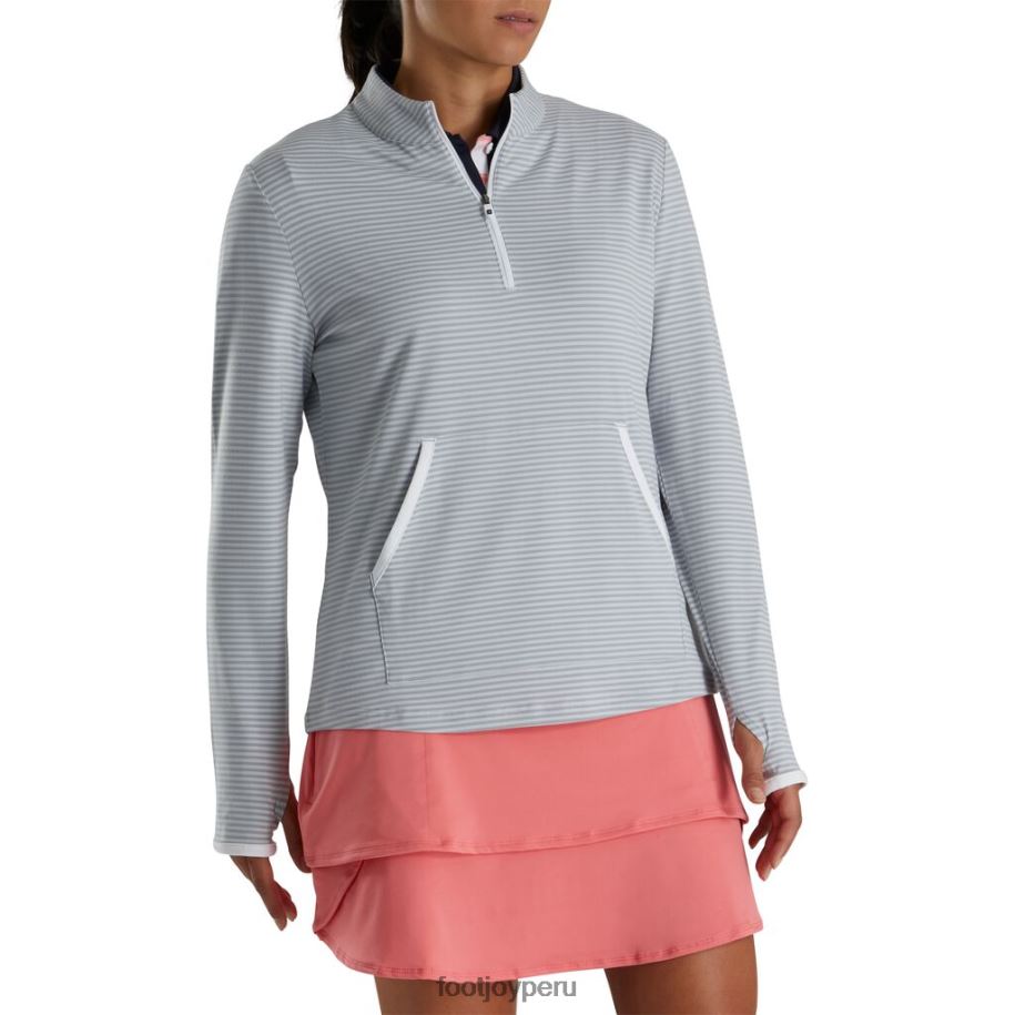 gris Footjoy capa intermedia con media cremallera tonal stripes mujer-estilo de la temporada anterior gris 8V0403007