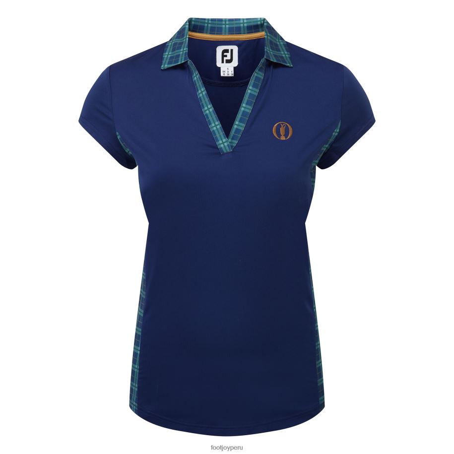 abierto azul Footjoy panel escocés con manga japonesa abierta mujer abierto azul 8V040583