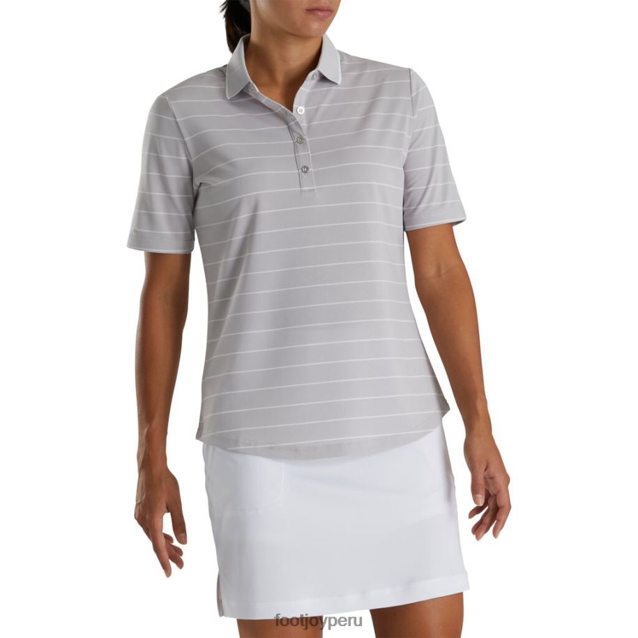 brezo gris claro Footjoy Piqué gris claro jaspeado media manga raya diplomática mujer 8V0402396