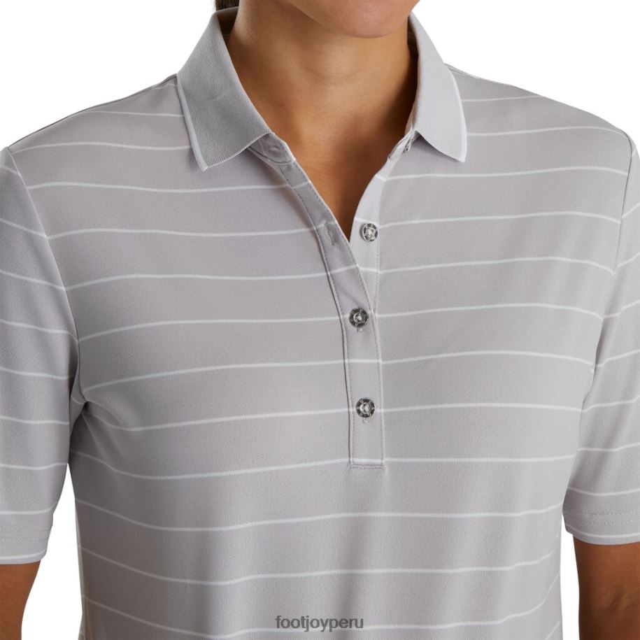 brezo gris claro Footjoy Piqué gris claro jaspeado media manga raya diplomática mujer 8V0402396