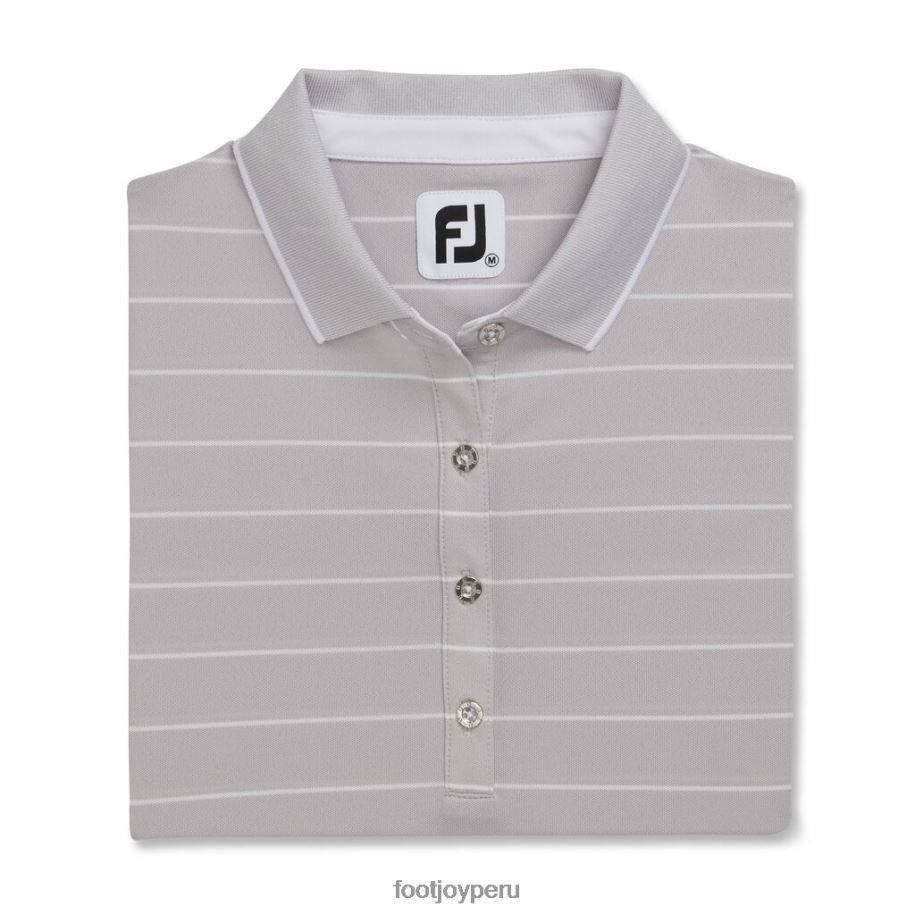brezo gris claro Footjoy Piqué gris claro jaspeado media manga raya diplomática mujer 8V0402396