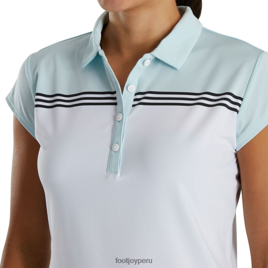 cielo blanco Footjoy manga casquillo color block mujer white-sky 8V0402386