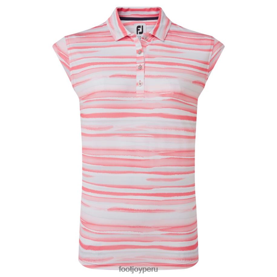 coral brillante Footjoy lisle con estampado de acuarela y manga casquillo de color coral brillante 8V040590
