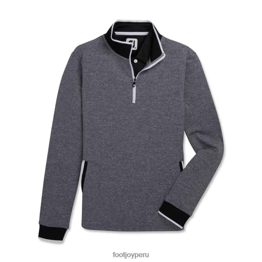 brezo negro Footjoy capa intermedia de piqué con media cremallera en la espalda mujer negro jaspeado 8V0402465