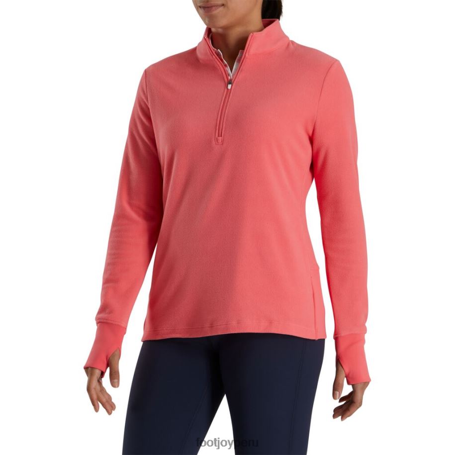 coral brillante Footjoy capa intermedia polar con media cremallera mujer coral brillante 8V0402480
