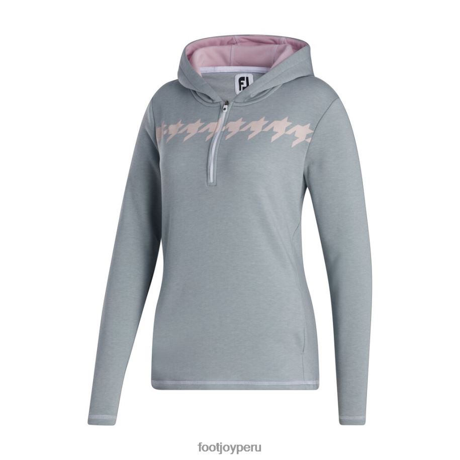 pata de gallo gris-rosa Footjoy sudadera con capucha y media cremallera de pata de gallo gris-rosa para mujer 8V0402456