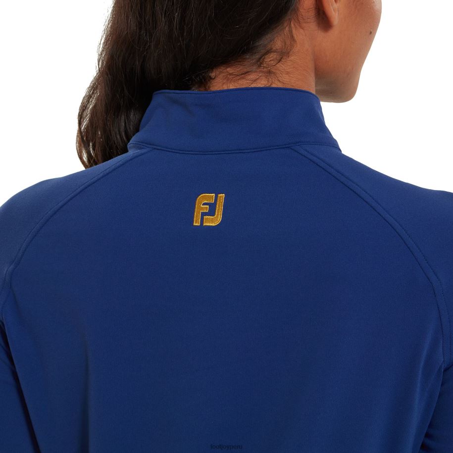 tartán azul abierto Footjoy chaqueta híbrida abierta con cremallera completa en tartán azul para mujer 8V0401460